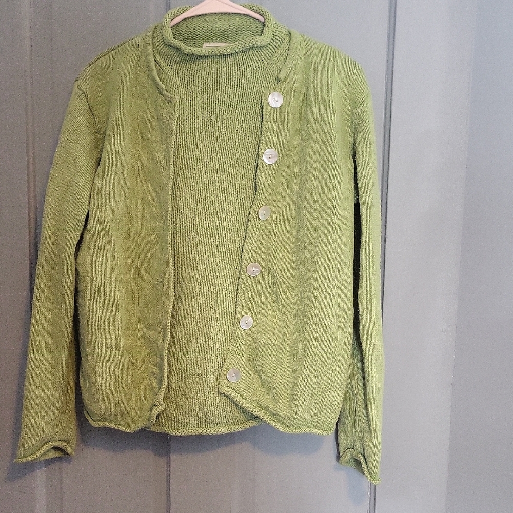 L.L. Bean Light Green Knit Sweater Set. Shell And Over Sweater